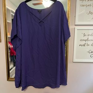 Torrid Size 5 top- Blue/Purple -cross front detail